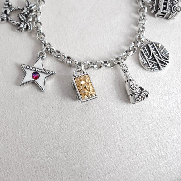 Brighton California State Charm Bracelet Silver Plated Retired Design 8" - Picture 4 of 8